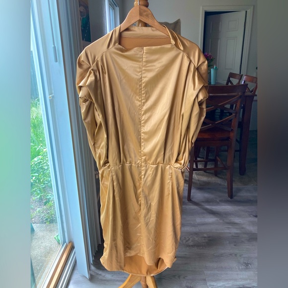 Beautiful New Simplee Plus Drape Gold Dress (3XL) - Picture 2 of 8